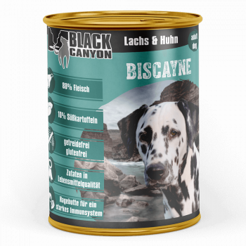 Black Canyon Biscayne Hundenahrung in Dosen - Huhn & Lachs - 12x 410g oder 6x 820g zur Auswahl