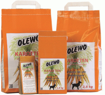 Olewo Karotten-Pellets, wertvolles Beifutter - 1 kg / 2,5 kg / 5 kg zur Auswahl