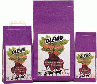 Olewo Rote Beete Chips - Ergänzungsfuttermittel mit Spurenelementen - 1 kg / 2,5 kg / 7,5 kg zur Auswahl